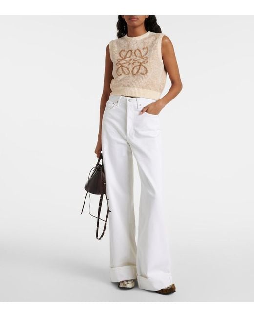 Agolde White Dame Jean High-Rise Wide-Leg Jeans