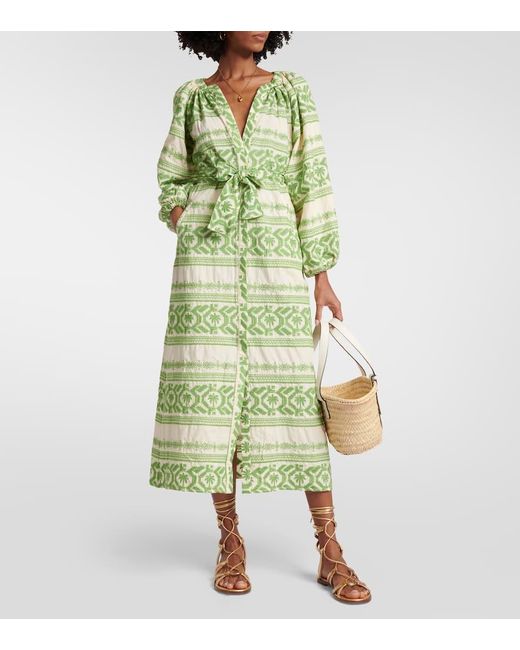 Johanna Ortiz Green Rimarima Cotton Tunic Dress