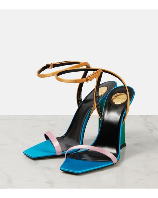 Saint Laurent Blue Sandalen Dominique 110 Aus Satin