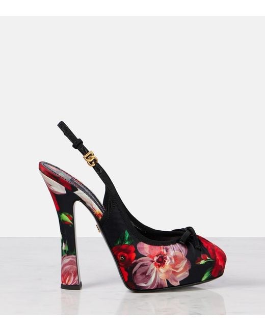 Dolce & Gabbana Multicolor Satin Slingbacks