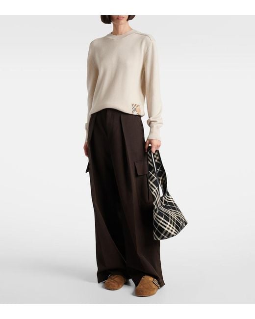 Burberry Brown Checked Suede Clogs