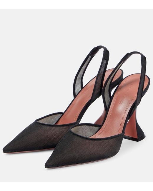 AMINA MUADDI Black Holli Mesh Slingback Pumps