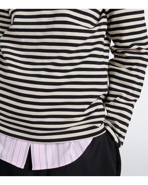 AMI Black Ami De Coeur Striped Cotton T-Shirt
