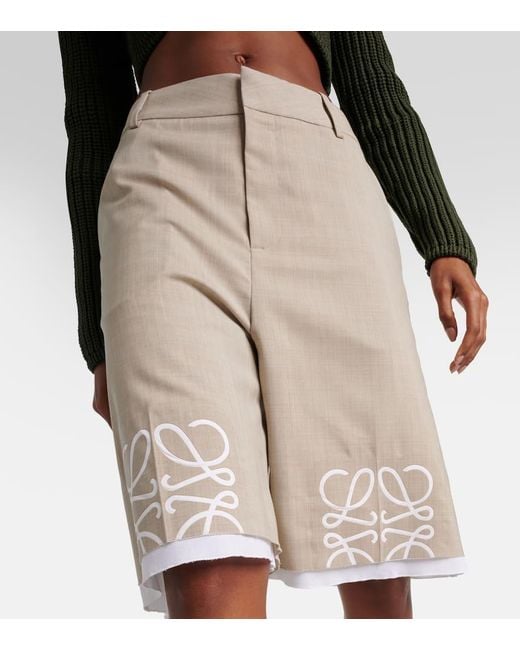 LOEWE｜SHORTS (Anagram shorts in wool and cashmere (S359 Loewe Anagram Wool Shorts | Liberty