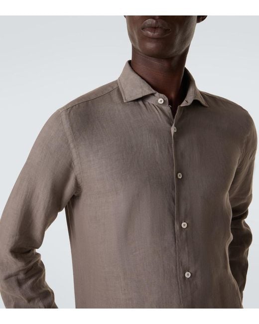 Fedeli Gray Linen Shirt for men