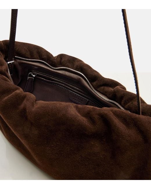 The Row Brown Bourse Medium Suede Shoulder Bag