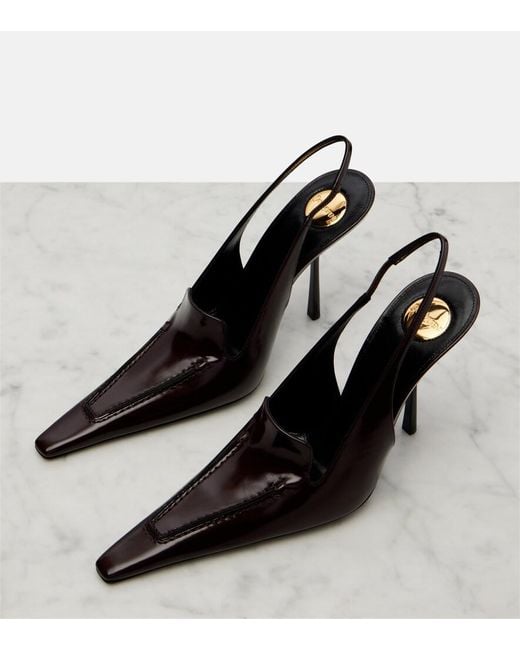 Saint Laurent Black Voltaire Leather Slingback Pumps