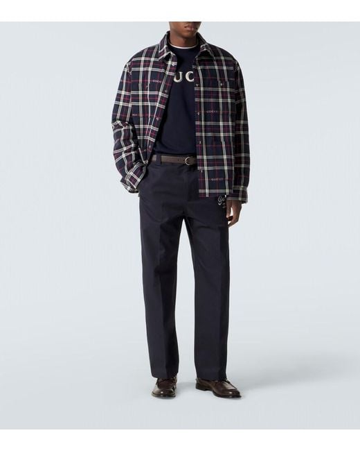 Gucci Blue Logo Cotton Jersey Sweatshirt for men