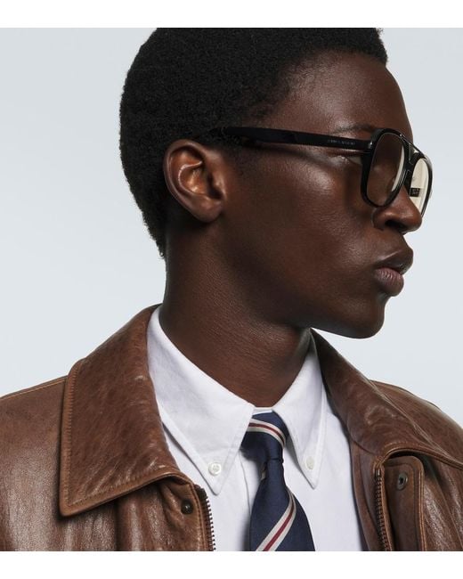 Saint Laurent Brown Sl 545 Aviator Glasses for men