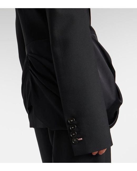 Stella McCartney Black Draped Satin-Trimmed Wool Blazer