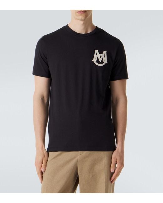 Moncler Black Logo Cotton Jersey T-Shirt for men