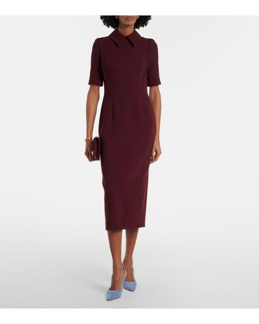 Emilia Wickstead Red Valletta Wool Crepe Midi Dress