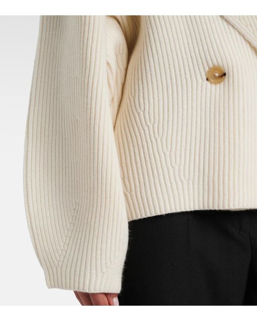 Totême  Natural Ribbed-Knit Wool-Blend Cardigan