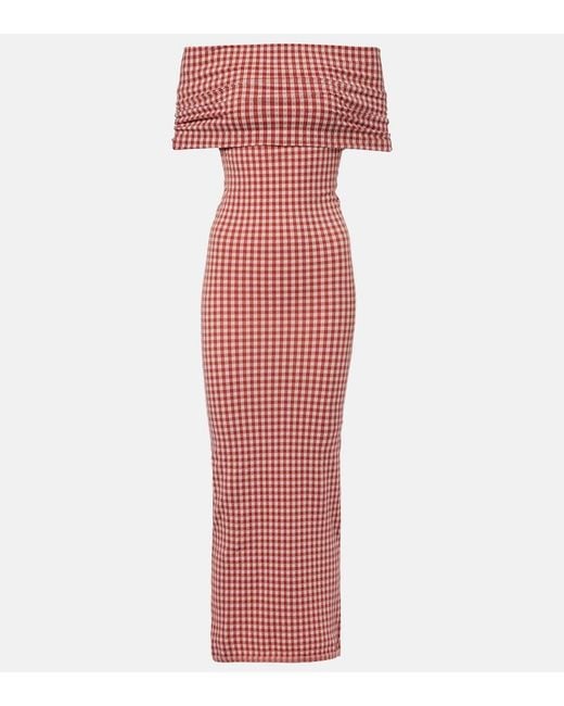 Alaïa Red Vichy Knit Dress