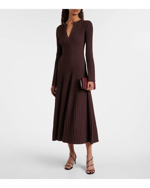 Jonathan Simkhai Brown Genna Ribbed-Knit Midi Dress