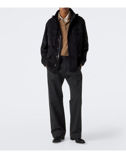 Tom Ford Black Hooded Suede Field Jacket for men