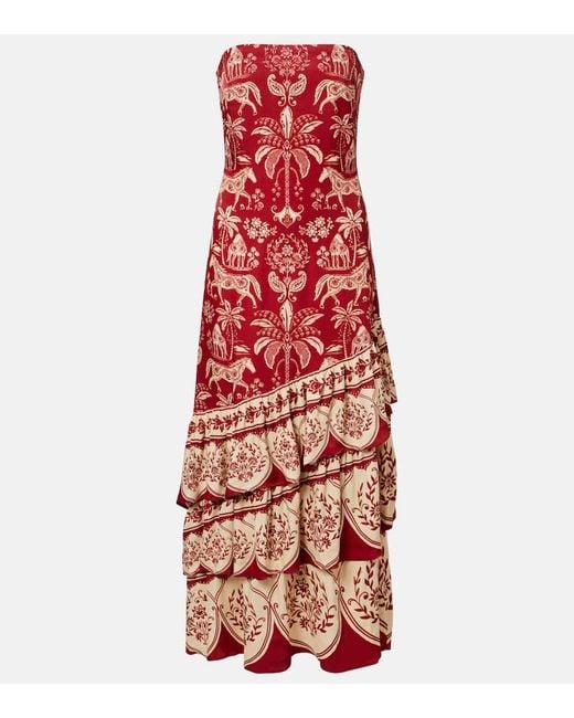 Farm Rio Haras Printed Tiered Maxi Dress