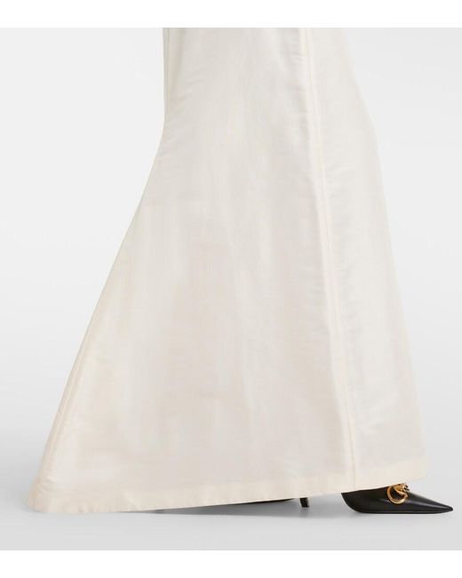 Gucci White Silk Faille Maxi Skirt