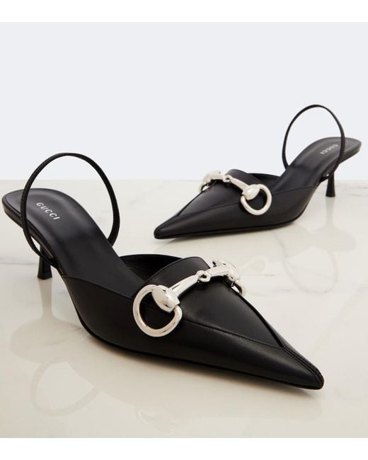 Gucci Black Boulevard Leather Slingback Pumps