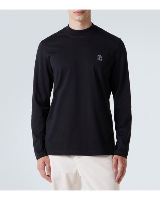 Brunello Cucinelli Blue Logo Cotton T-Shirt for men