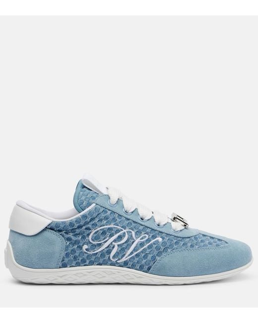 Roger Vivier Blue Viv' Suede-Trimmed Sneakers