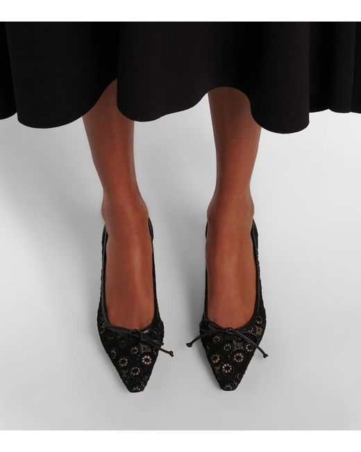 Manolo Blahnik Black Martebal 50 Lace Bow-Detail Pumps