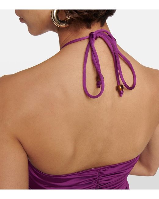 Veronica Beard Purple Saskia Ruched Midi Dress