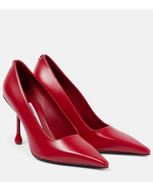 Jimmy Choo Red Ixia 95 Leather Pumps