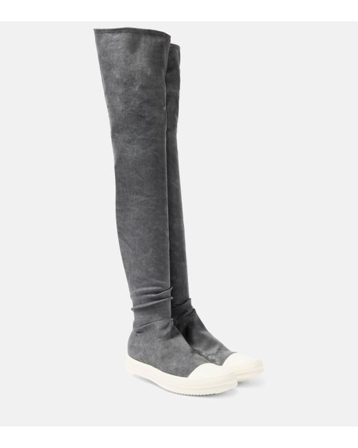 Rick Owens Drkshdw High Sock Denim Over the knee Boots in Grey Lyst UK