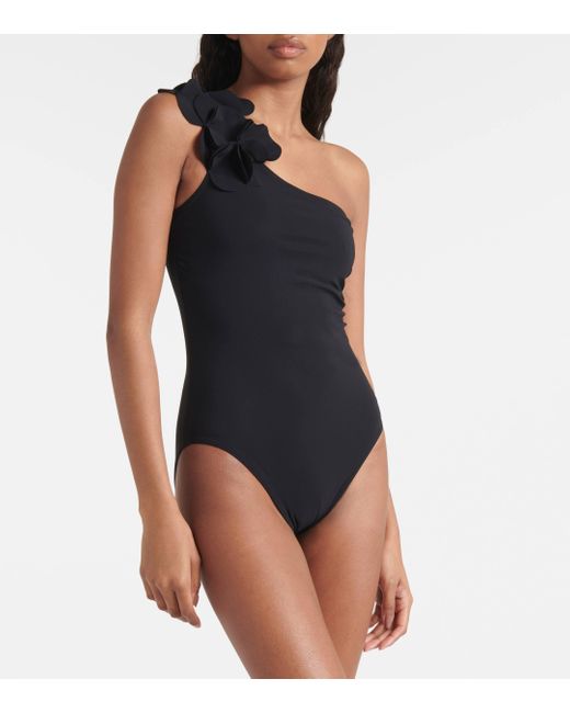 Karla Colletto Black Tess One-shoulder Swimsuit