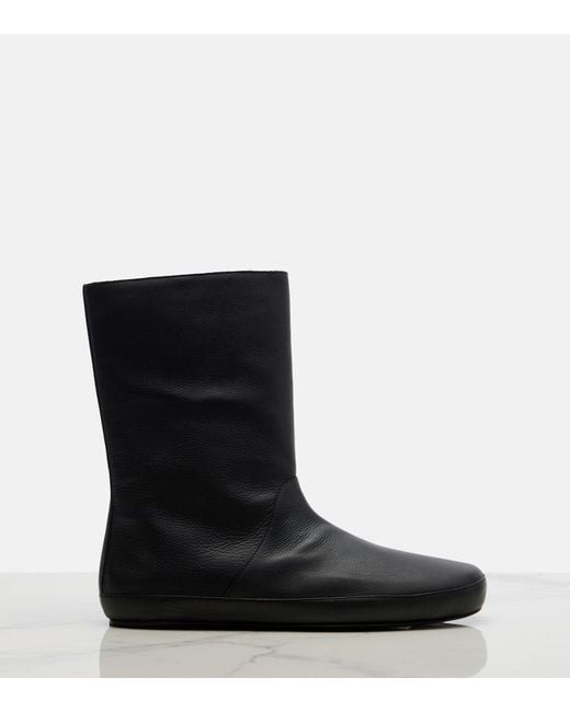 The Row Black Toni Shearling-Lined Leather Ankle Boots