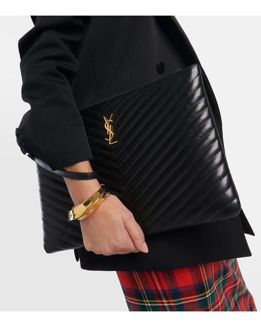 Saint Laurent Black Cassandre Matelassé Pouch