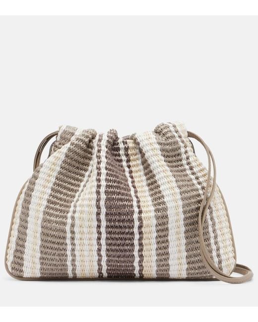 Brunello Cucinelli Metallic Mellow Small Striped Crossbody Bag