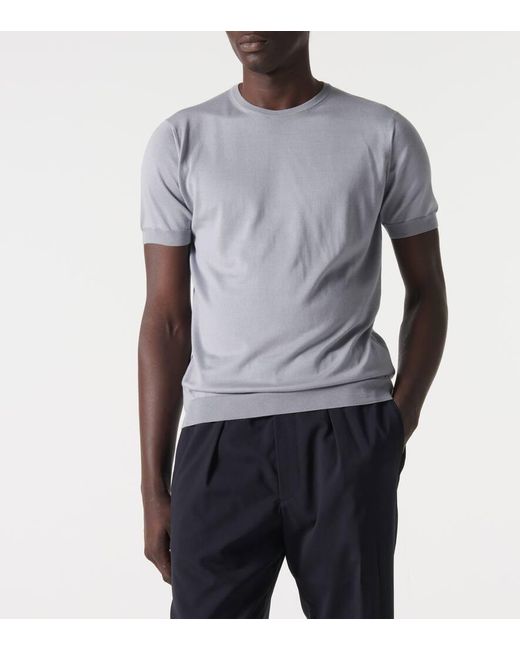 Camiseta de seda y algodon Giorgio Armani de hombre de color Gray