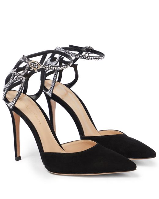 Gianvito Rossi Crystalembellished Suede Pumps in Black Lyst UK