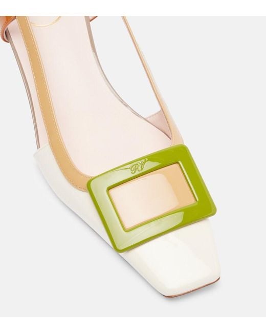 Roger Vivier Metallic Belle Vivier 45 Leather Slingback Pumps