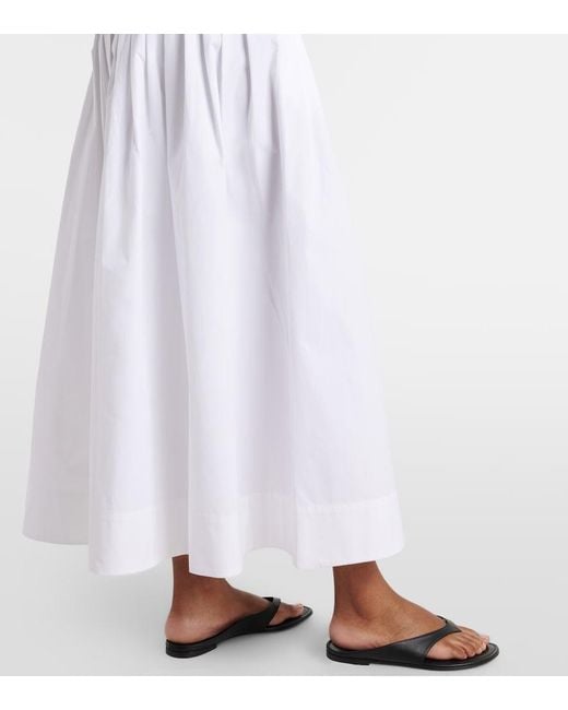 Rohe White Pleated Cotton Poplin Midi Skirt