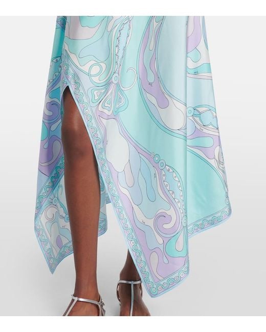 Emilio Pucci Blue Maxirock Orchidee Aus Seiden-Twill