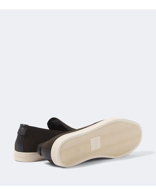 Giorgio Armani Black Asv Jacquard Slip-On Shoes for men