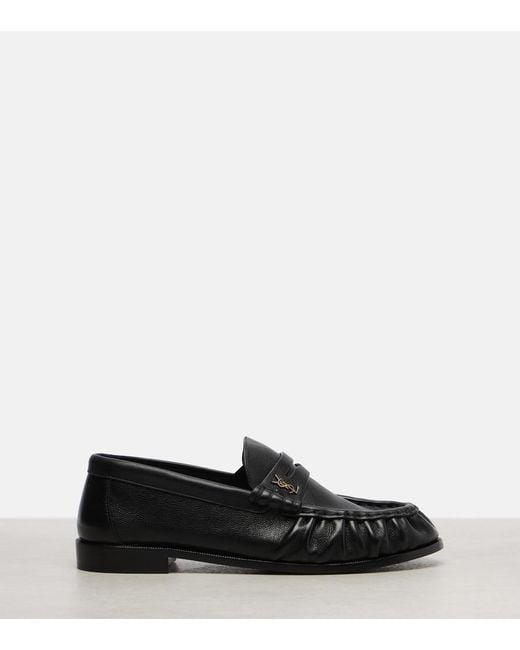 Saint Laurent Black Le Loafer Leather Penny Loafers