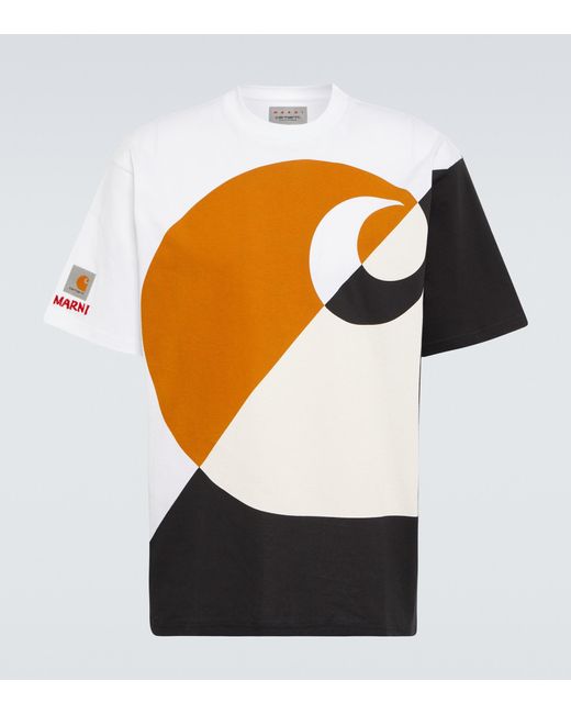 Marni Orange X Carhartt Printed Cotton T-shirt for men