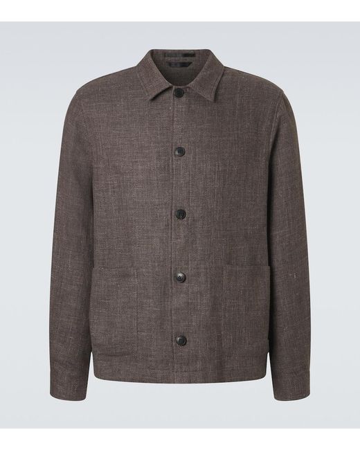 Sunspel Brown Cotton And Linen Jacket for men