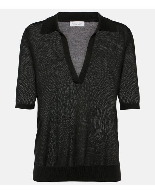 Gabriela Hearst Black Frank Cashmere And Silk Polo Sweater
