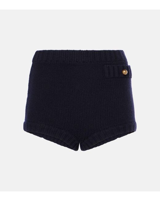 Chloé Blue High-Rise Shorts Aus Wolle Und Kaschmir