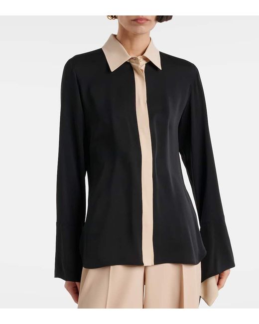 Max Mara Black Weite High-Rise-Hose Pio Aus Seidencharmeuse