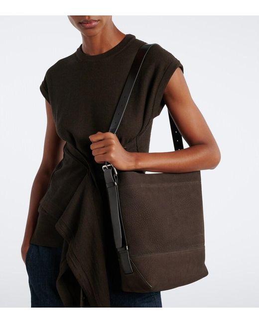 Lemaire Black Belted Medium Leather Tote Bag