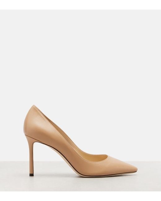 Jimmy Choo Natural Romy Leather Pumps