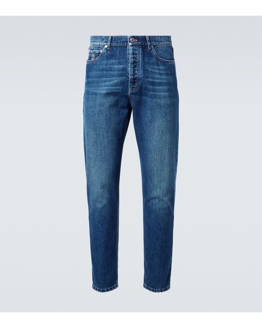 Brunello Cucinelli Blue Mid-Rise Slim Jeans for men