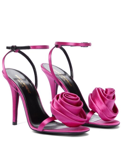 Saint Laurent Pink Ivy Silk Sandals