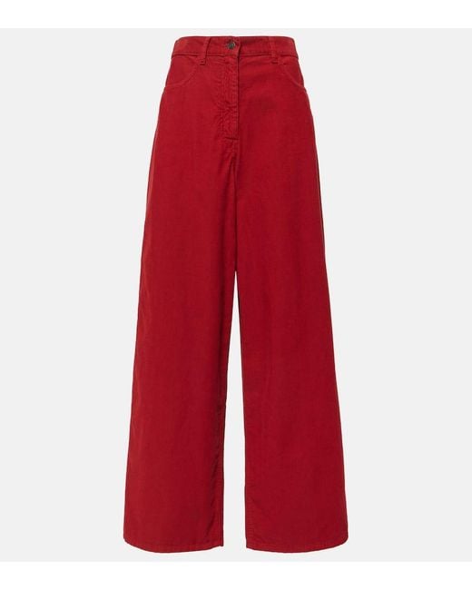 Pantaloni a gamba larga Chan in velluto di The Row in Red